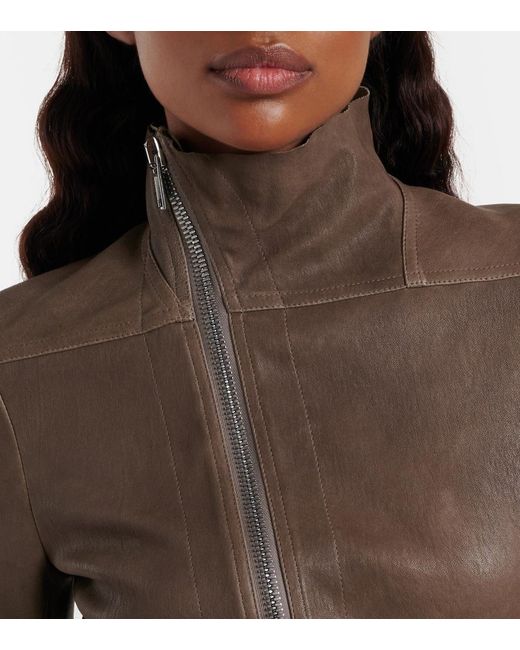 Rick Owens Brown Gary Leather Jacket