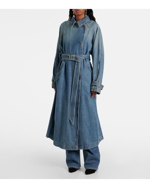 Isabel Marant Blue Denim Trench Coat With Belt