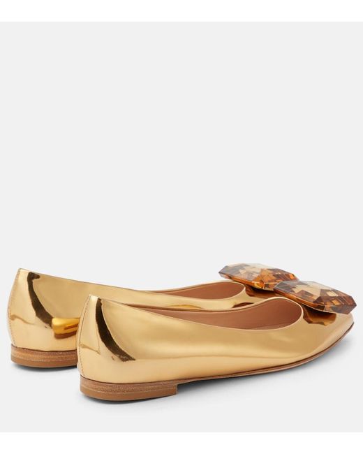 Gianvito Rossi Natural Jaipur Embellished Leather Ballet Flats