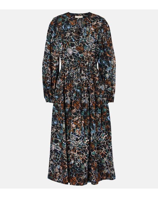 Ulla Johnson Black Aurelie Ruffled Cotton Midi Dress