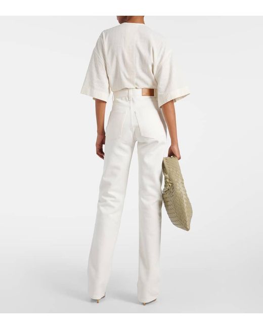 Loro Piana White Straight Jeans aus Baumwolle und Seide