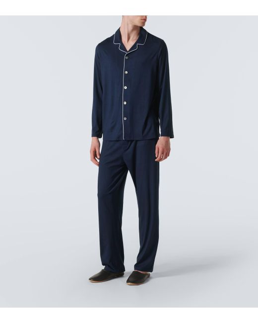 Derek Rose Blue Jersey Pajamas for men