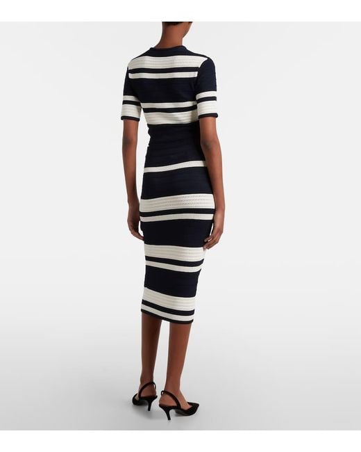 Falda Tubo De Punto A Rayas Ralph Lauren de color Blue