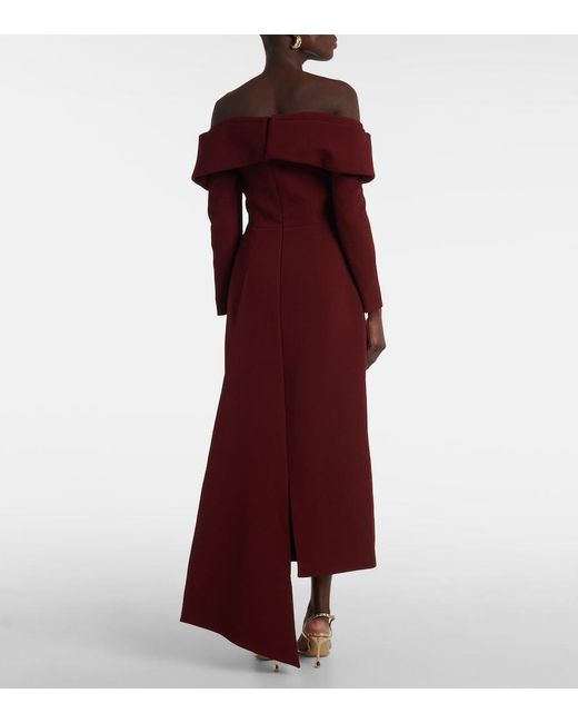 Emilia Wickstead Red Derika Off-Shoulder Crepe Midi Dress