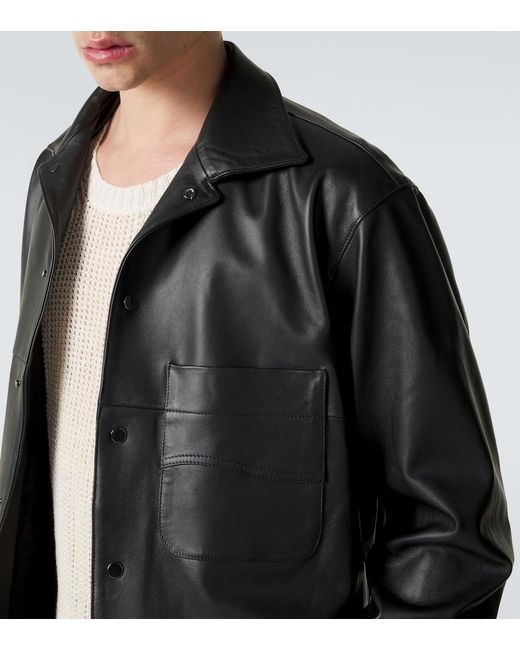 STÒFFA Black Leather Jacket for men