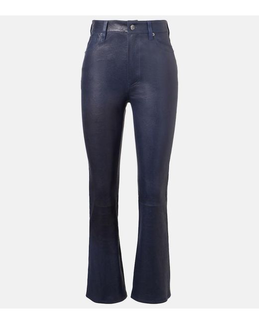 FRAME Blue Reboot Crop Leather Bootcut Pants