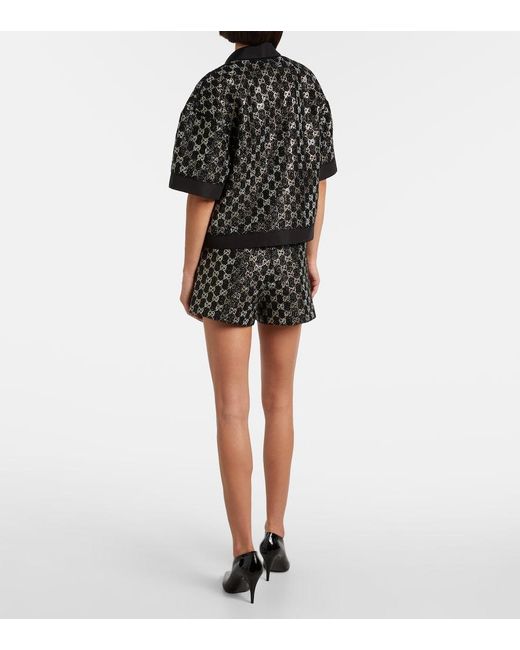 Gucci Black Gg Embellished High-Rise Shorts