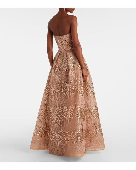 Elie Saab Brown Robe Mit Pailletten