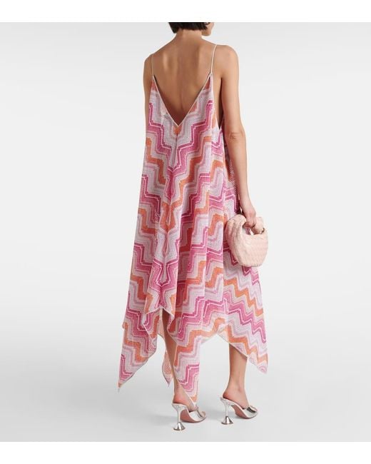 Missoni Pink Asymmetric Lame Maxi Dress