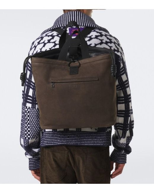 Loewe Black Squad Leather Backpack for men