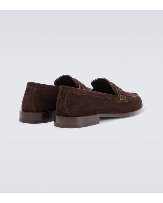 Manolo Blahnik Brown Perry Suede Penny Loafers for men
