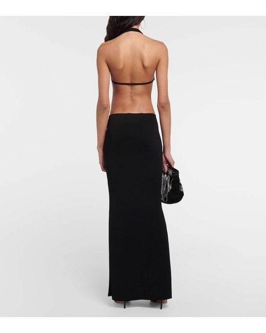 AYA MUSE Black Chain-Detail Cutout Maxi Dress