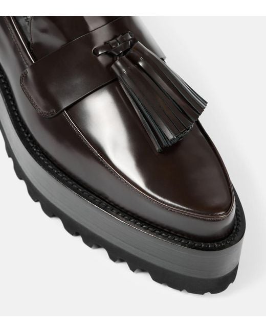 Victoria Beckham Leather Platform Loafers in Black | Lyst