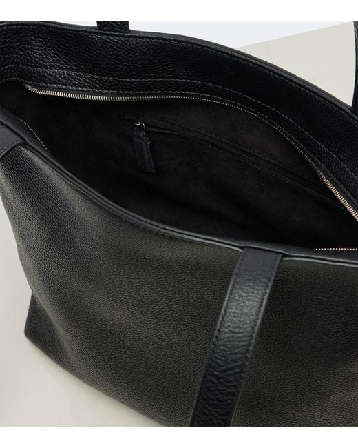 The Row Black Parker Medium Leather Tote Bag