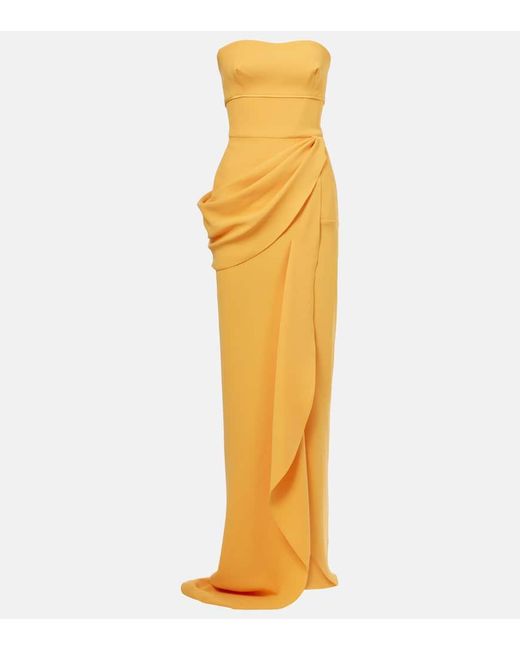 Maticevski Yellow Marlene Draped Bustier Gown