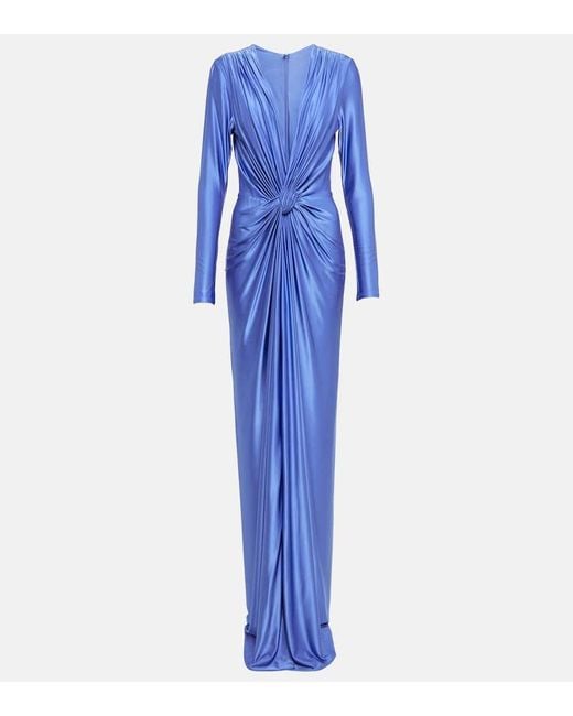 Costarellos Blue Swanson Satin Gown