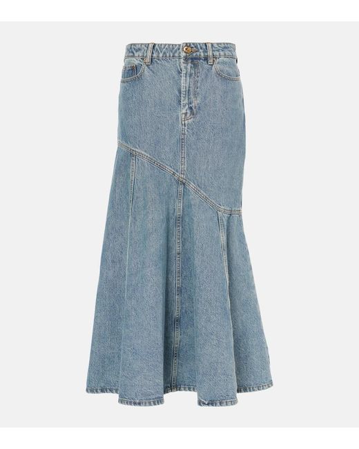 Zimmermann Blue Illustration Denim Midi Skirt