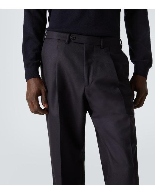 Saman Amel Blue Amo Wool Twill Straight-Leg Pants for men