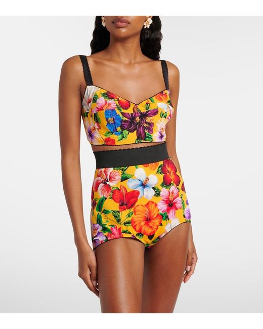 Dolce & Gabbana Multicolor Floral Silk-Blend Crop Top