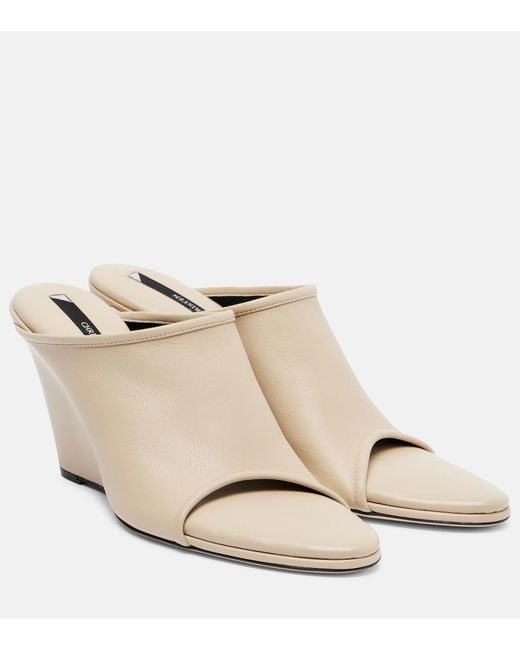 Christen Natural Strap Stretch 75 Leather Wedge Mules