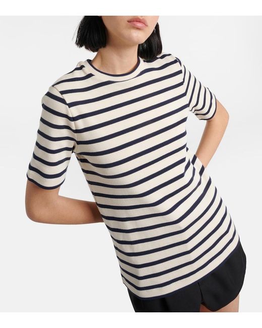 Jil Sander White Striped Cotton Jersey T-shirt