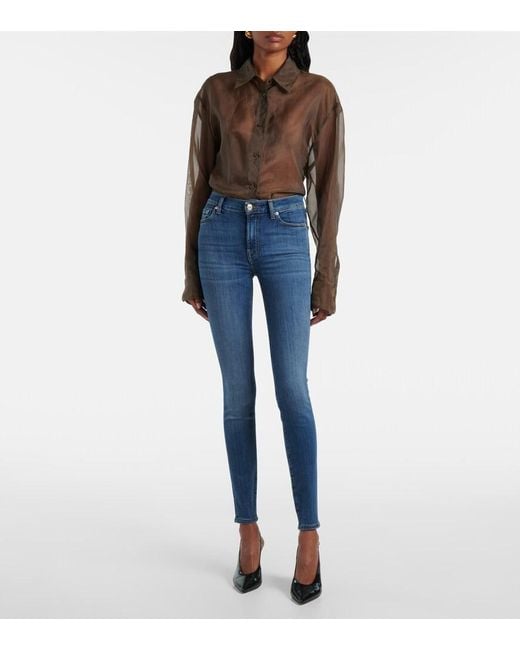 7 For All Mankind Blue Hw High-Waist Skinny Jeans