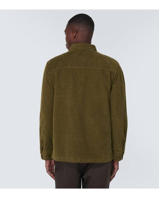 Giacca camicia in velluto di cotone a coste di Sunspel in Green da Uomo