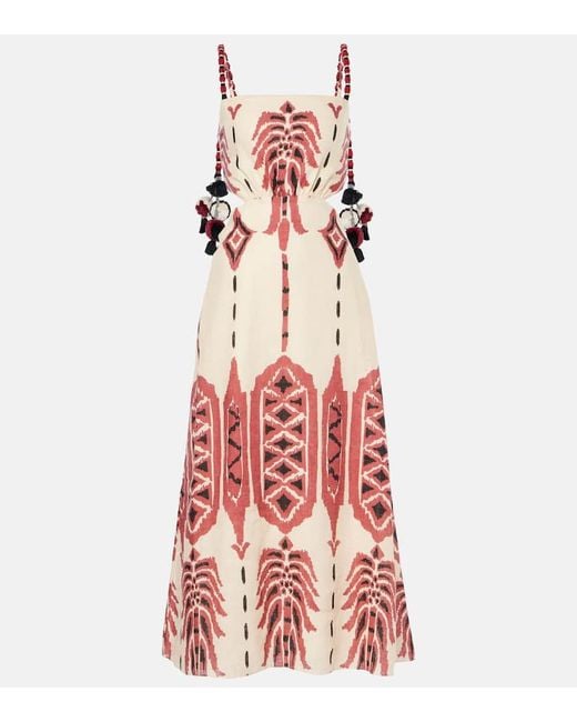 Johanna Ortiz Red Palm Of Tiahuanaco Maxi Dress