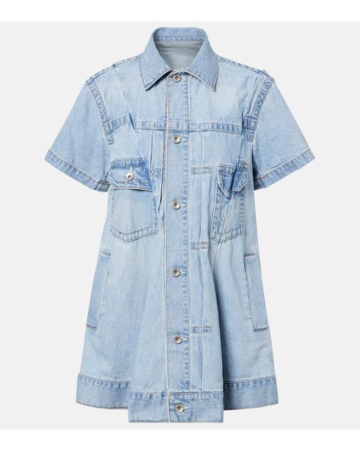 Sacai Blue Deconstructed Denim Minidress