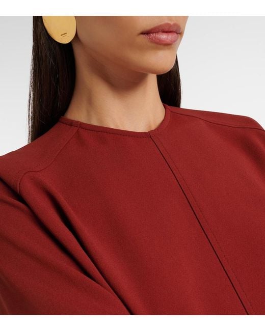 Victoria Beckham Red Dolman Cady Midi Dress