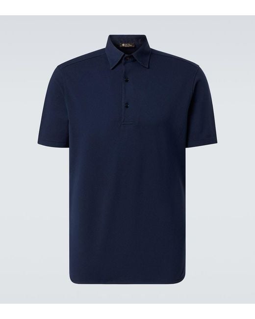 Loro Piana Blue Cotton Jersey Polo Shirt for men