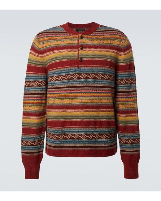 RRL Brown Wool-Blend Jacquard Sweater for men