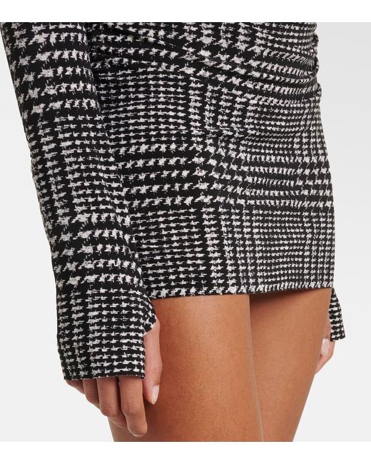 Norma Kamali Black Turtleneck Plaid Minidress