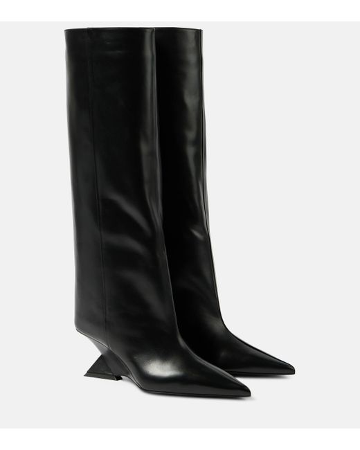 The Attico Black Cheope Leather Knee-High Boots