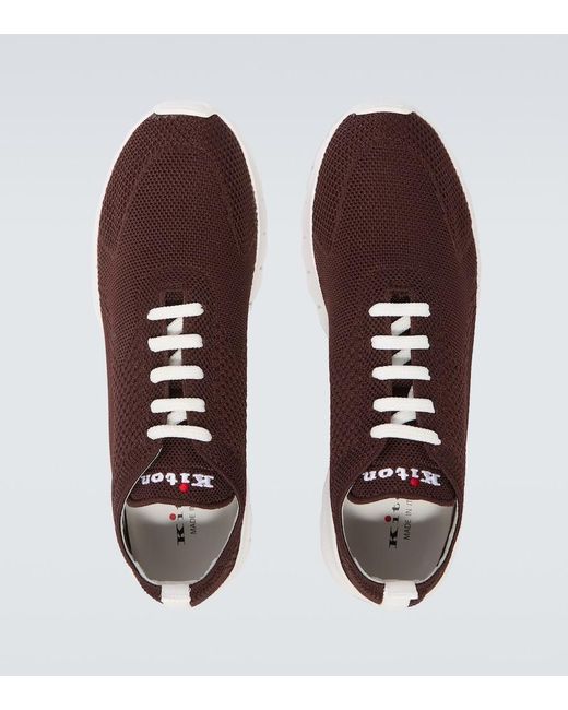 Kiton Brown Fits Knitted Sneakers for men