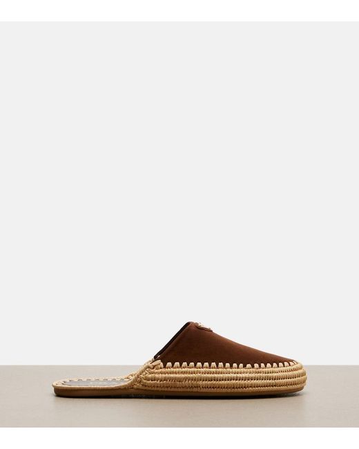 Prada Brown Suede And Jute Mules