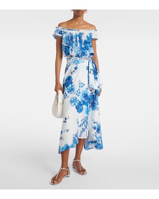 Poupette Blue Off-Shoulder-Top Alba Aus Baumwolle