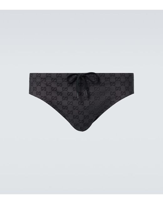 Gucci Black Gg Printed Swim Briefs for men