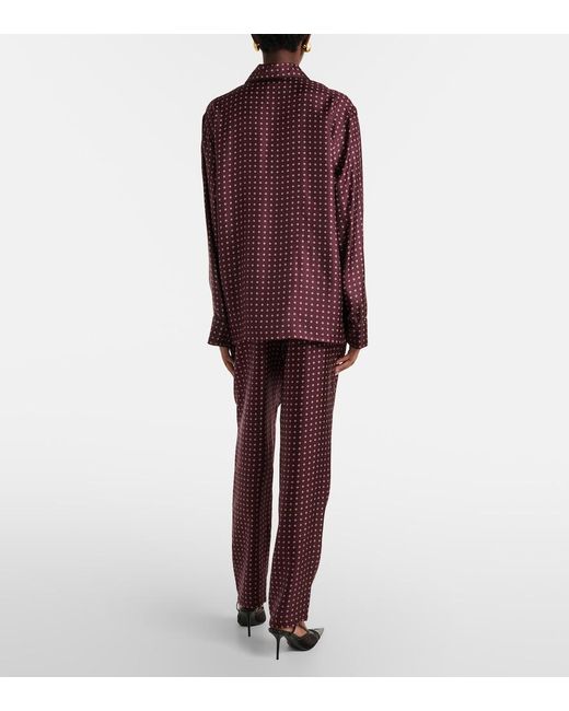 Saint Laurent Purple Printed Silk Satin Pajama Pants