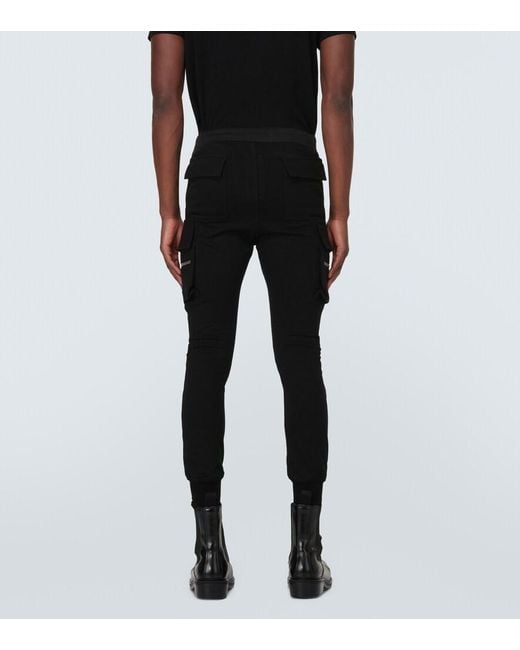Rick Owens Black Mastodon Cotton Cargo Sweatpants for men