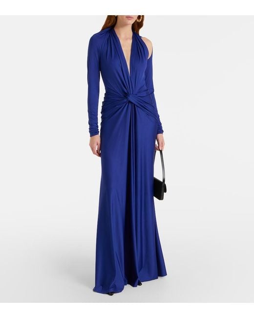 Victoria Beckham Blue Draped Maxi Dress