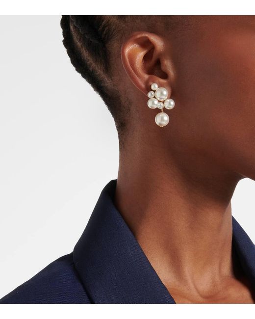 Jennifer Behr White Glass Pearl Embellished Earrings