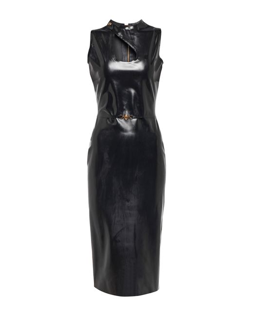 Versace Medusa Biggie Cutout Latex Midi Dress in Black | Lyst