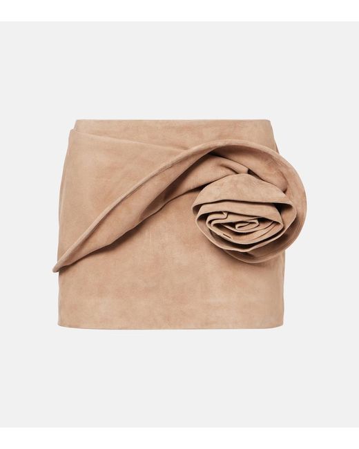 Magda Butrym Natural Floral-applique Leather Miniskirt