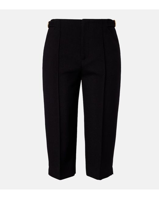 Chloé Black Virgin Wool Crepe Capri Pants