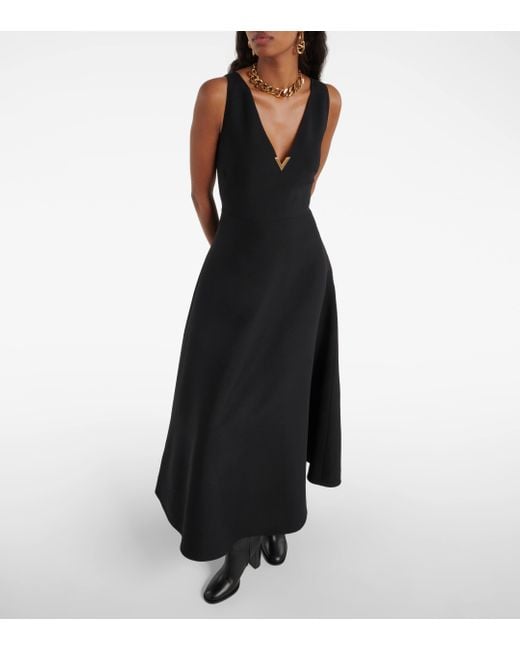 Robe midi VGold en Crepe Couture Valentino en coloris Black