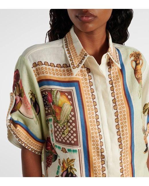 ALÉMAIS Metallic Mercado Printed Linen Shirt