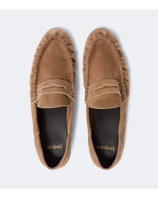 Saint Laurent Brown Le Loafer Suede Penny Loafers for men