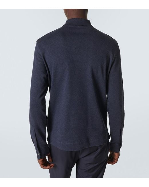 Zegna Blue Cotton Polo Shirt for men