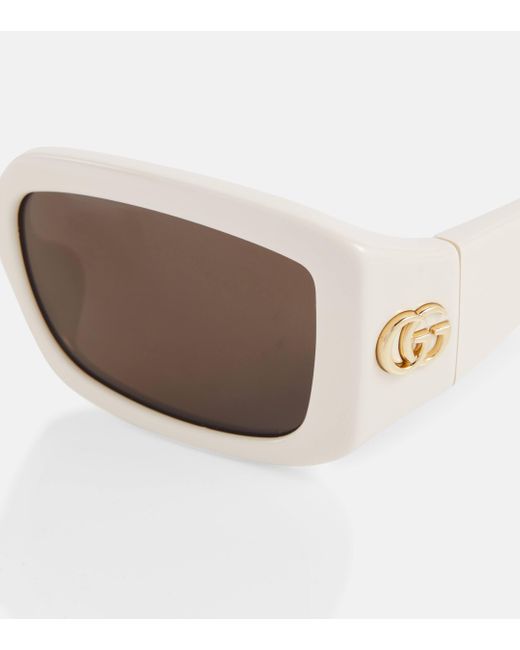 Gucci Brown Double G Rectangular Sunglasses